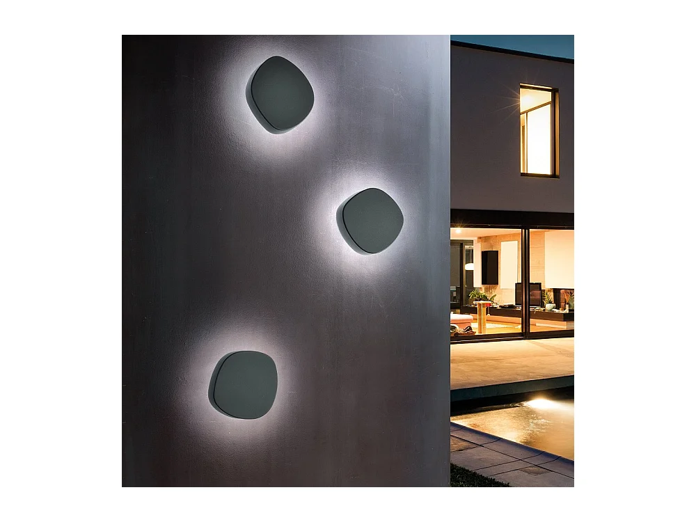 Zafferano Ciottolo LED Kinkiet IP54 7W 890lm 3000K w Ciemnoszarym Aluminium