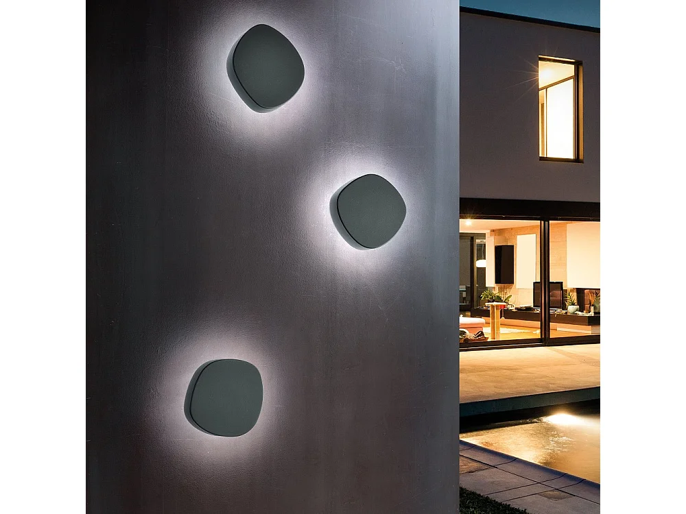 Zafferano Ciottolo LED Kinkiet IP54 7W 890lm 3000K w Ciemnoszarym Aluminium