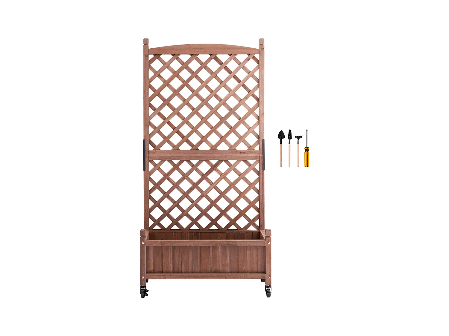 Jardinière avec Treillis Lot de 2 Pots de Fleurs Surélevés en Treillis, 150 x 33 x 156 cm, Treillis en Bois pour Plantes Grimpantes avec Trous de Drainage