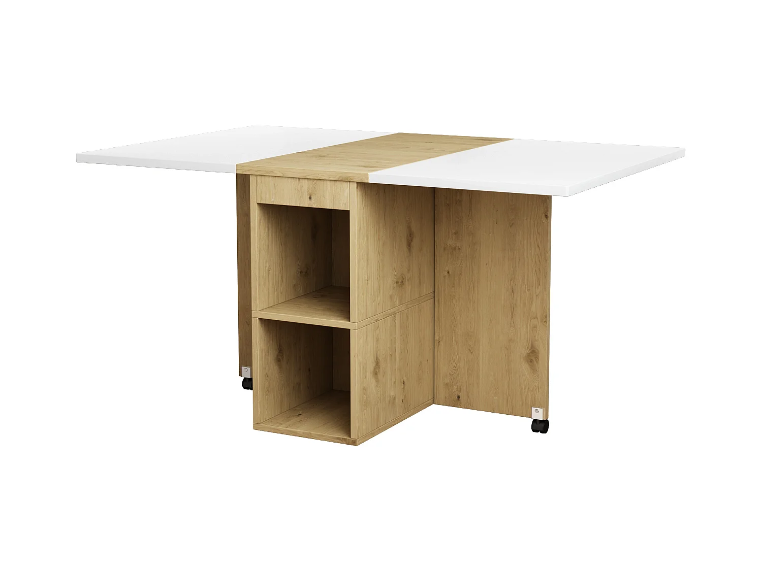 Ensemble table extensible et 4 chaises blanches, en PU et bois