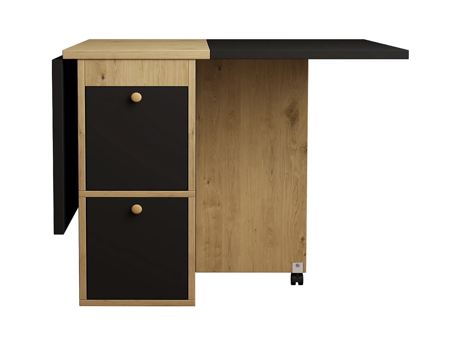 Ensemble table noire extensible et 4 chaises blanches, en PU et bois