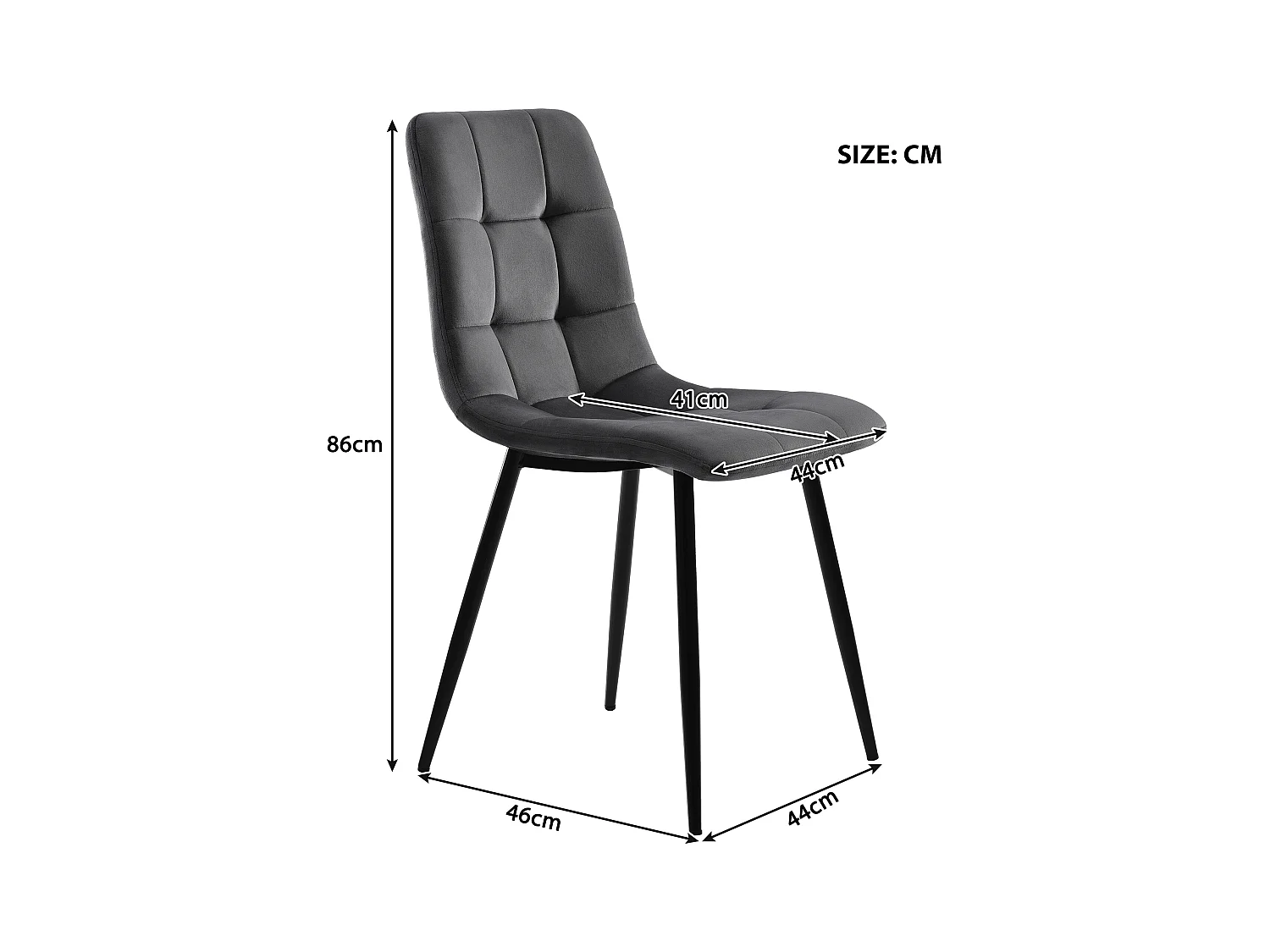 Set mit 5 Esstischen und Stühlen – 80 x 80 x 76 cm – Tisch mit Stauraum + 4 Samtstühle – MDF + Metall – grau