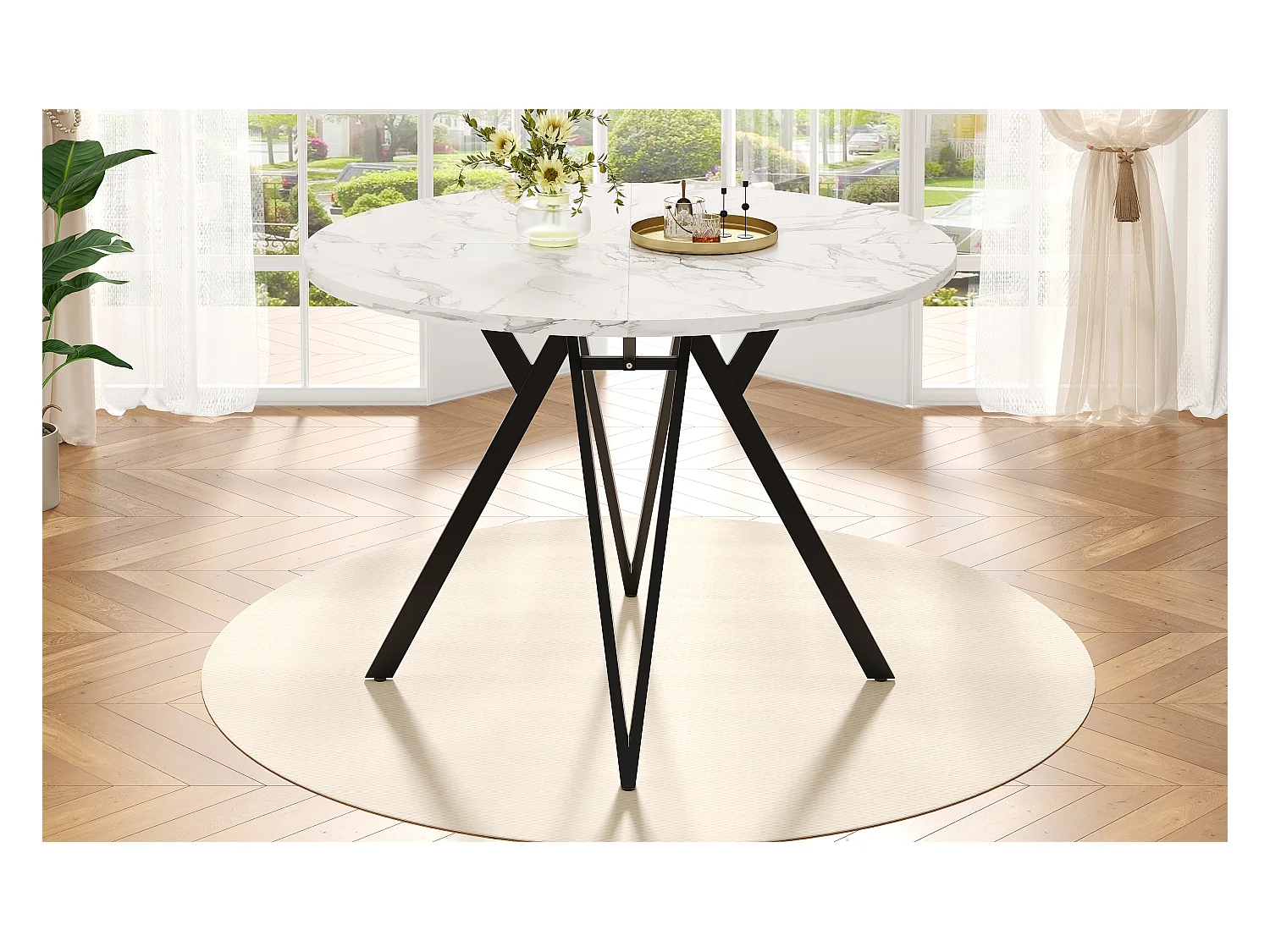 Set van 5 eettafels en stoelen - 100 x 100 x 76 cm - MDF tafelblad + 4 fluwelen stoelen - MDF + Metaal - grijs