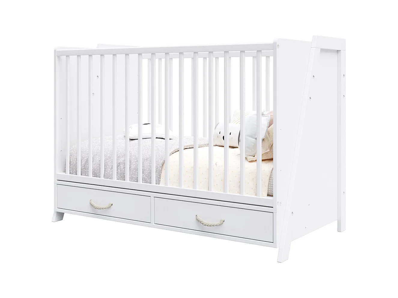 Lit bébé évolutif et Bureau 2 en 1- LIV - 120x60 cm - Blanc
