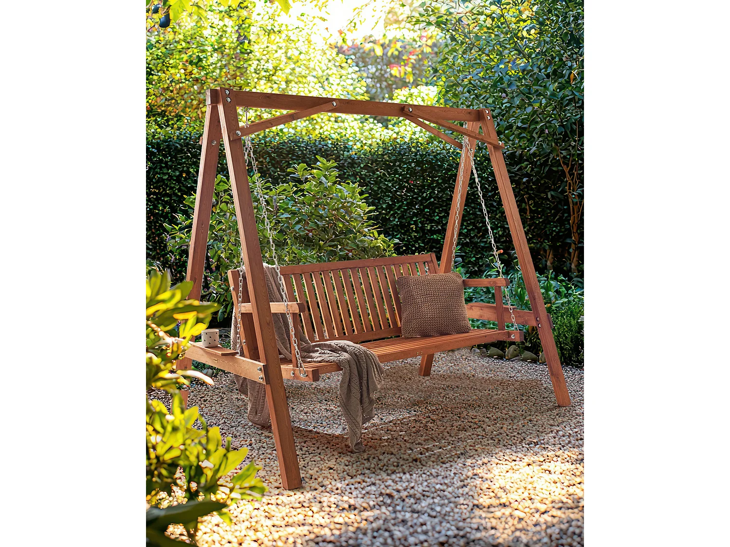 Balancelle de jardin FICARELLA Marron