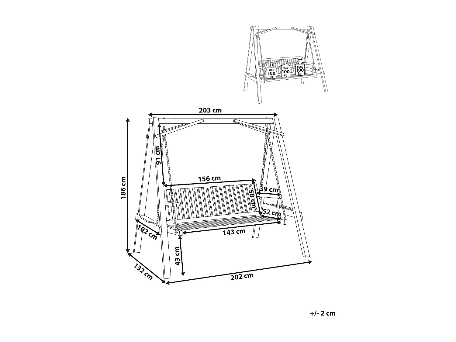 Balancelle de jardin FICARELLA Marron