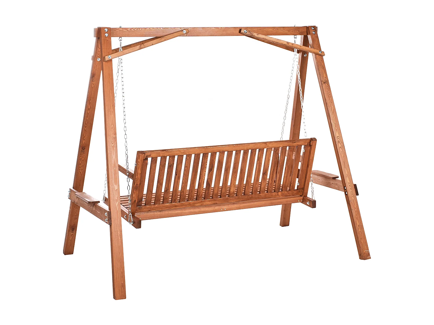 Gartenschaukel für 2 Personen Lärchenholz braun freistehend stabil Ficarella