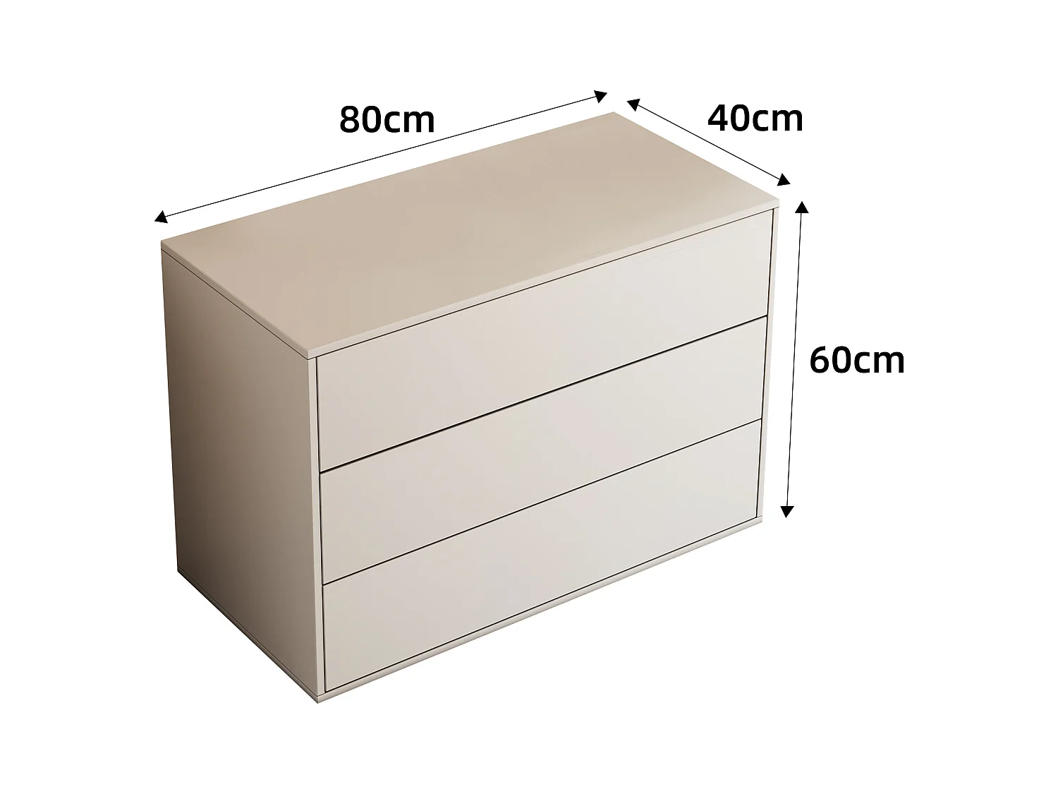 Commode 3 tiroirs, buffet modulaire blanc 80 cm pour chambre, salon ou entrée - rangement pratique