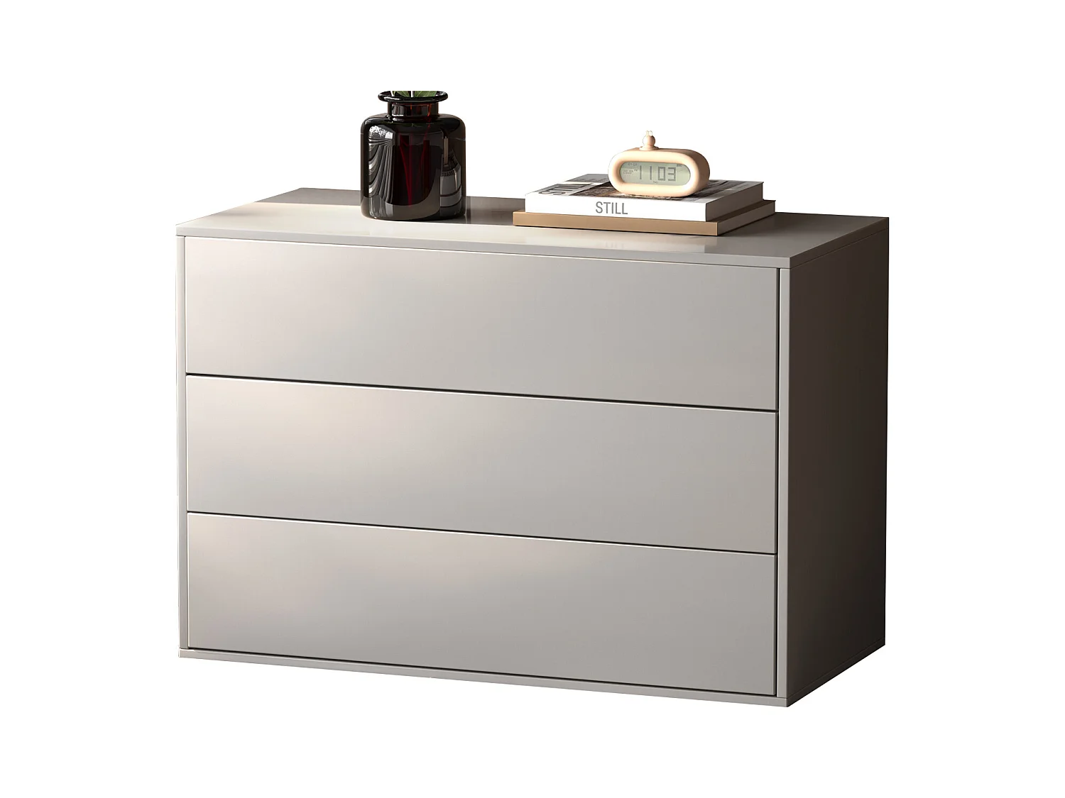 Commode 3 tiroirs, buffet modulaire blanc 80 cm pour chambre, salon ou entrée - rangement pratique