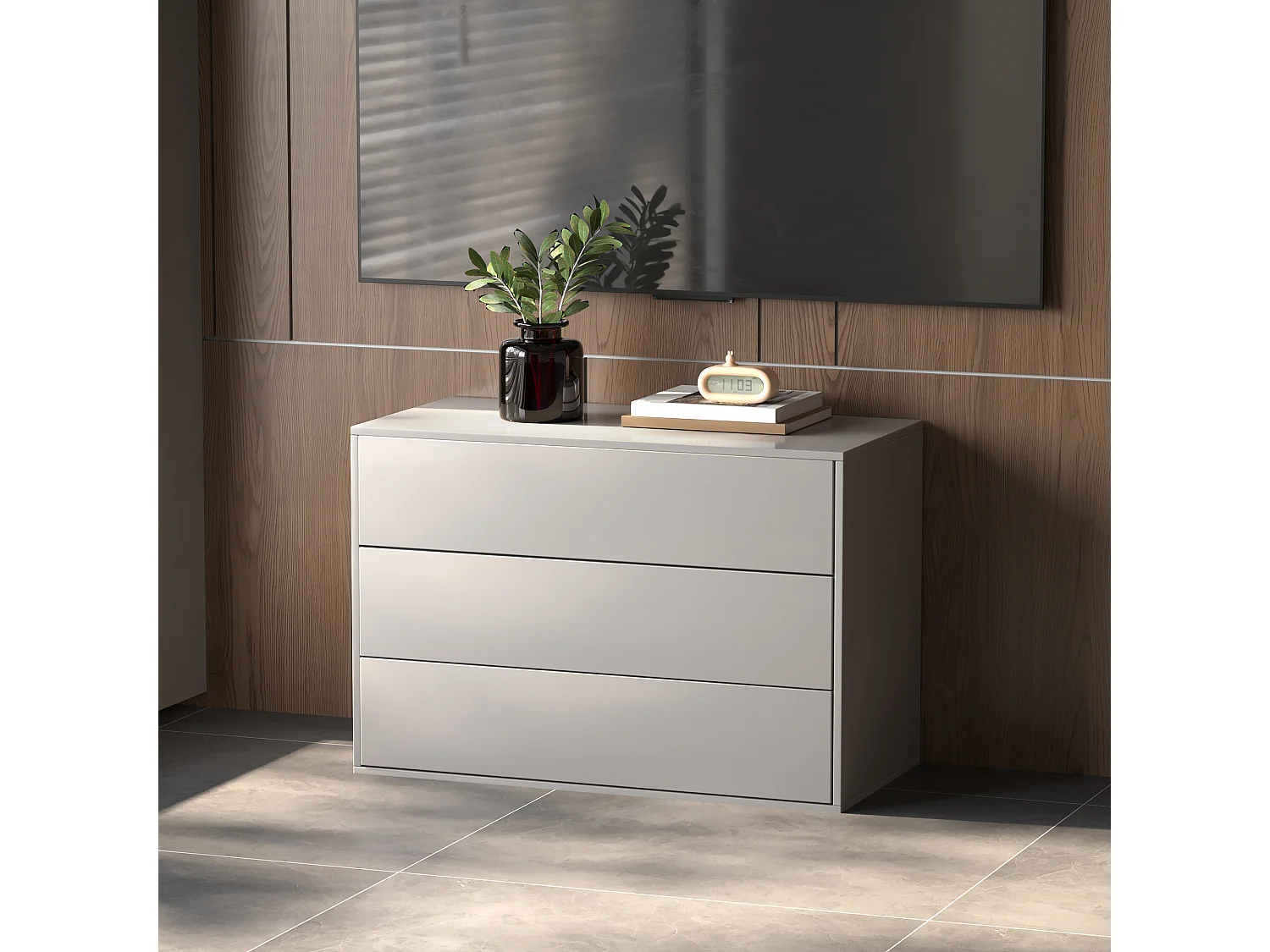 Kommode mit 3 Schubladen, modularer weißer Sideboard 80 cm für Schlafzimmer, Wohnzimmer oder Flur – praktische Aufbewahrung
