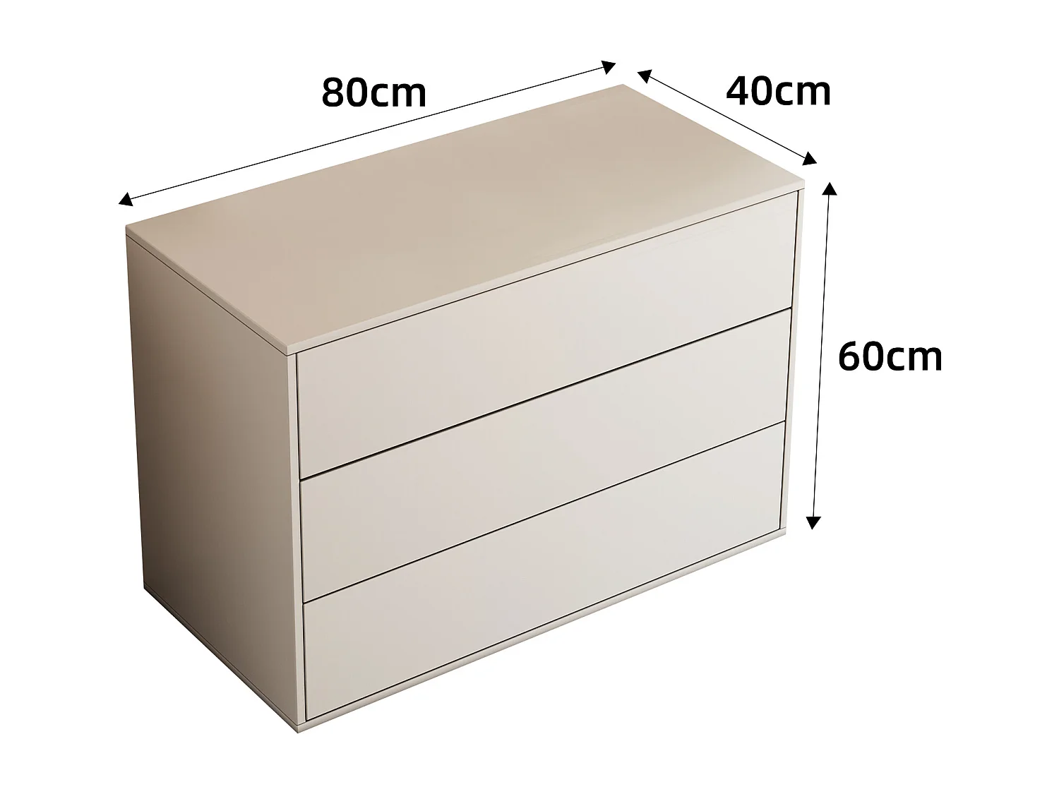 Kommode mit 3 Schubladen, modularer weißer Sideboard 80 cm für Schlafzimmer, Wohnzimmer oder Flur – praktische Aufbewahrung