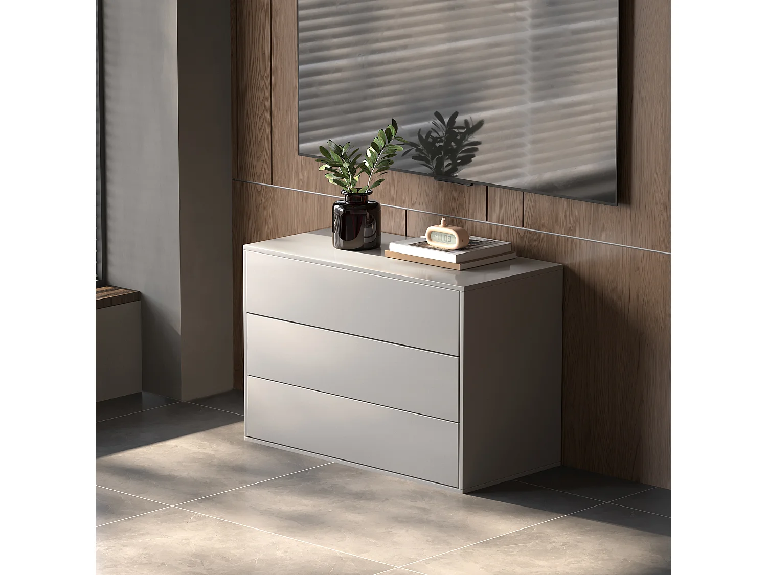 Kommode mit 3 Schubladen, modularer weißer Sideboard 80 cm für Schlafzimmer, Wohnzimmer oder Flur – praktische Aufbewahrung