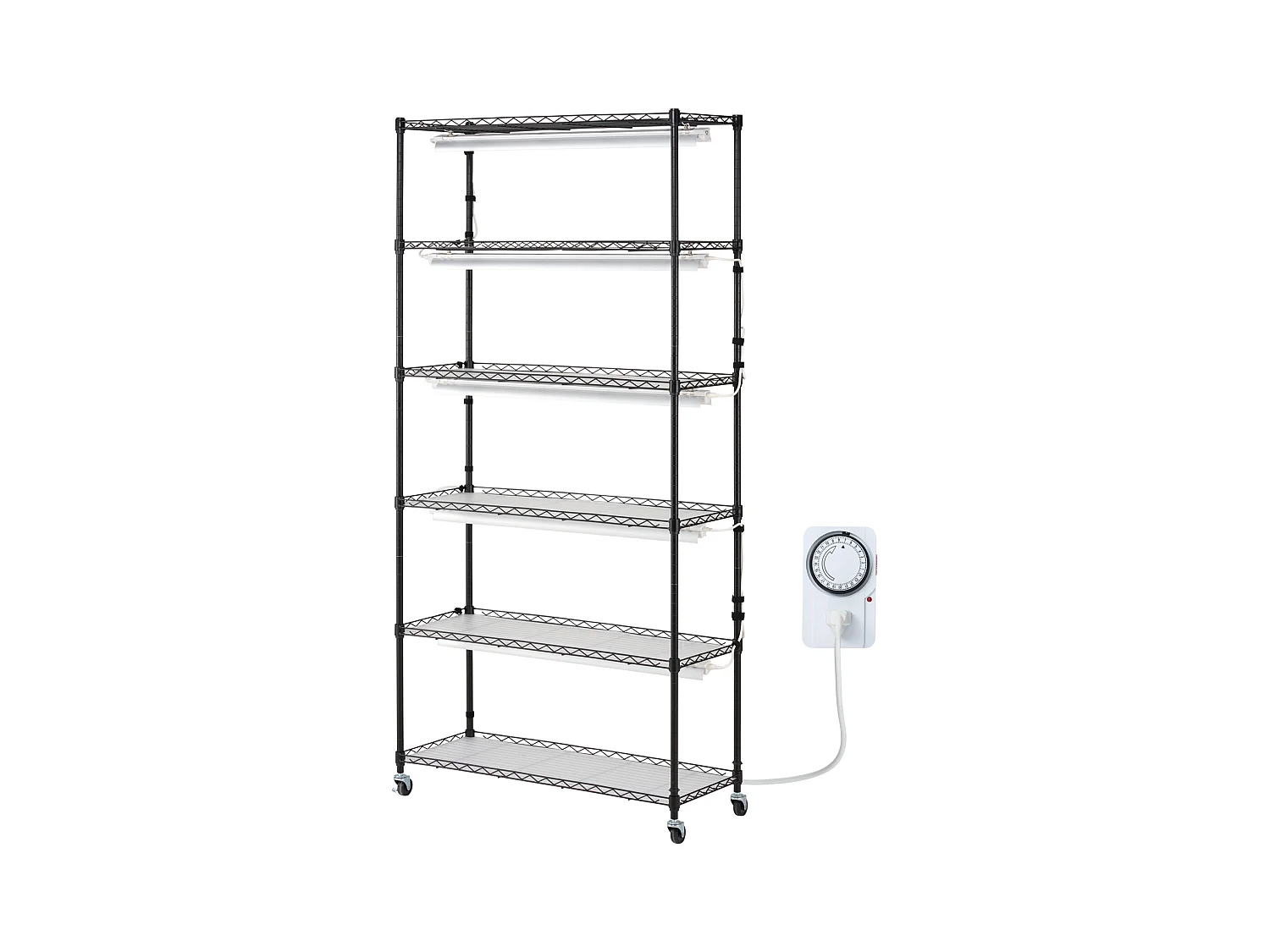 Support de Plante, SucceBuy Support pour Plantes avec Lampe de Croissance, 6 Niveaux, 180 W, Étagère Intérieure de 180 cm