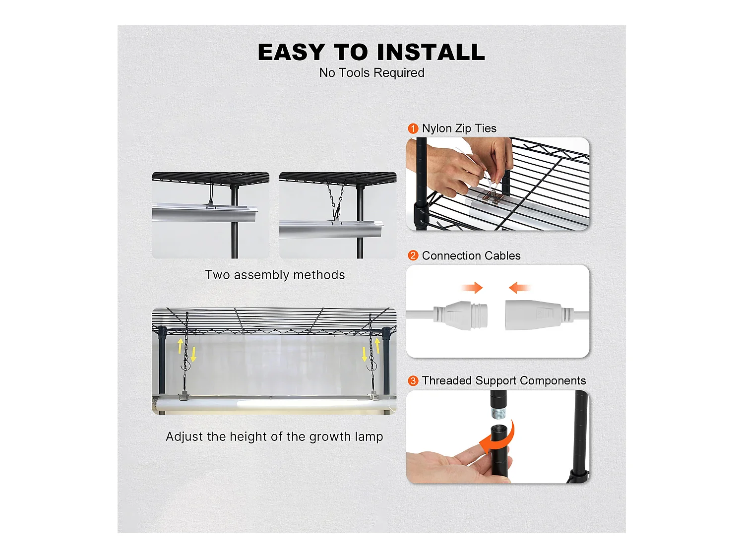 Support de Plante, SucceBuy Support pour Plantes avec Lampe de Croissance, 6 Niveaux, 180 W, Étagère Intérieure de 180 cm