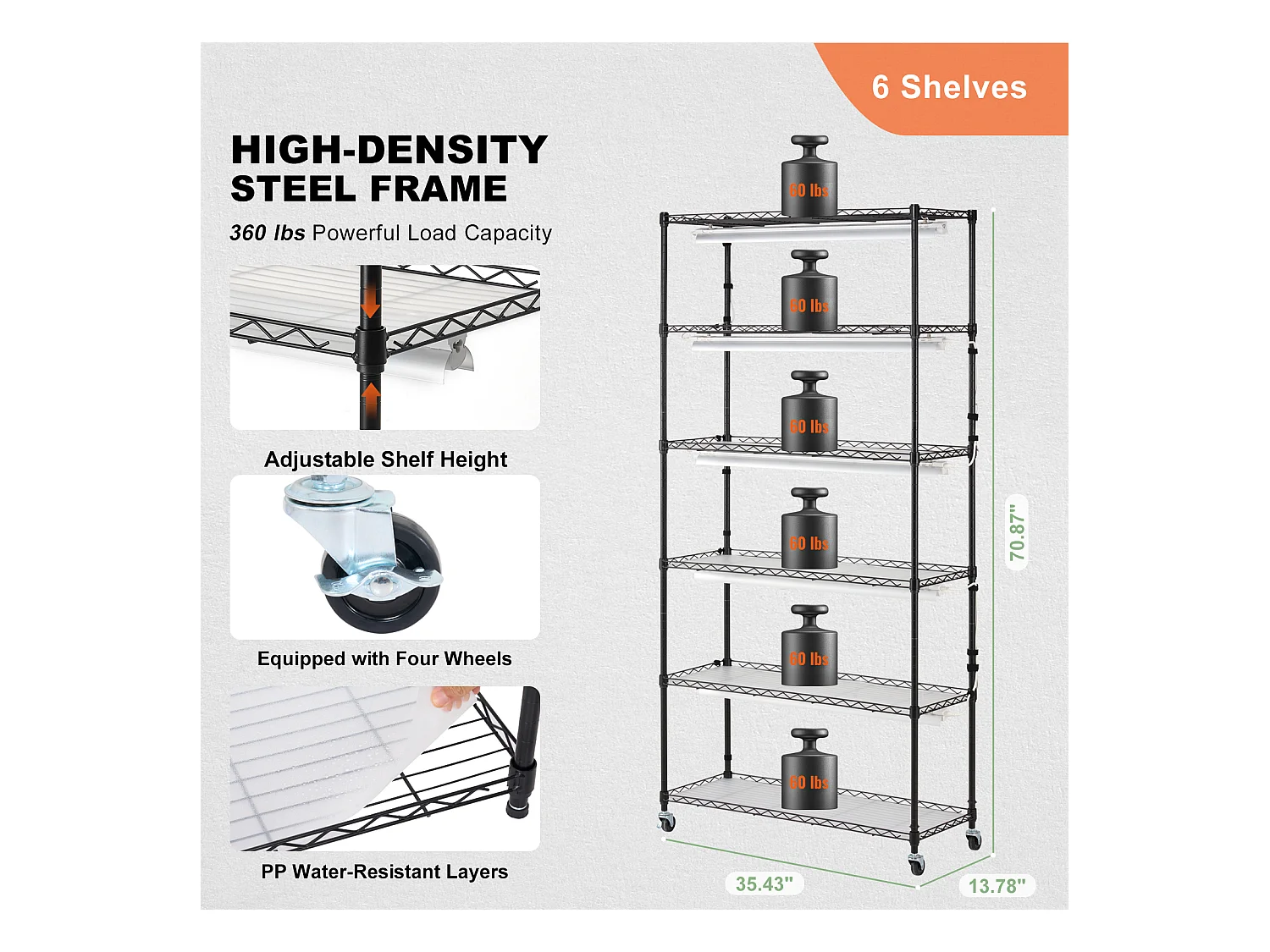 Support de Plante, SucceBuy Support pour Plantes avec Lampe de Croissance, 6 Niveaux, 180 W, Étagère Intérieure de 180 cm