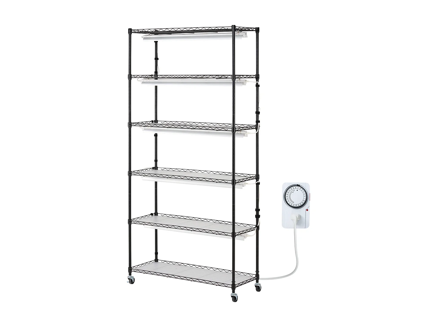 Support de Plante, SucceBuy Support pour Plantes avec Lampe de Croissance, 6 Niveaux, 180 W, Étagère Intérieure de 180 cm