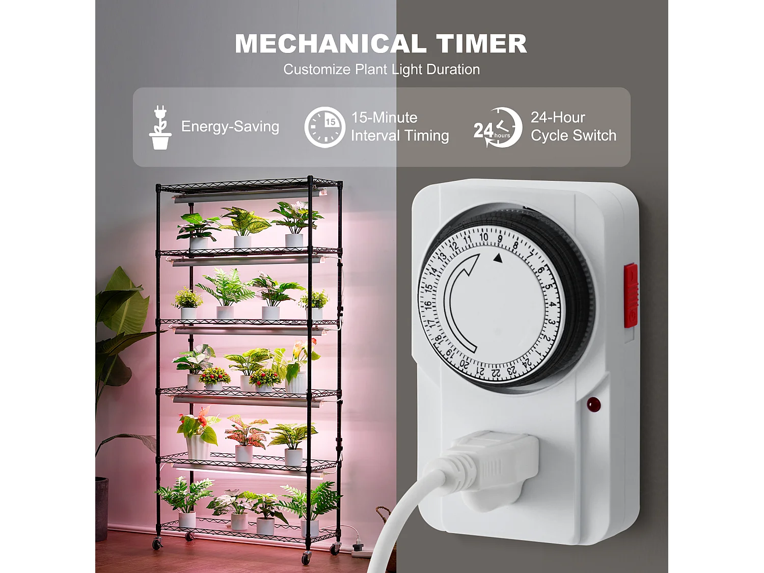 Support de Plante, SucceBuy Support pour Plantes avec Lampe de Croissance, 6 Niveaux, 180 W, Étagère Intérieure de 180 cm