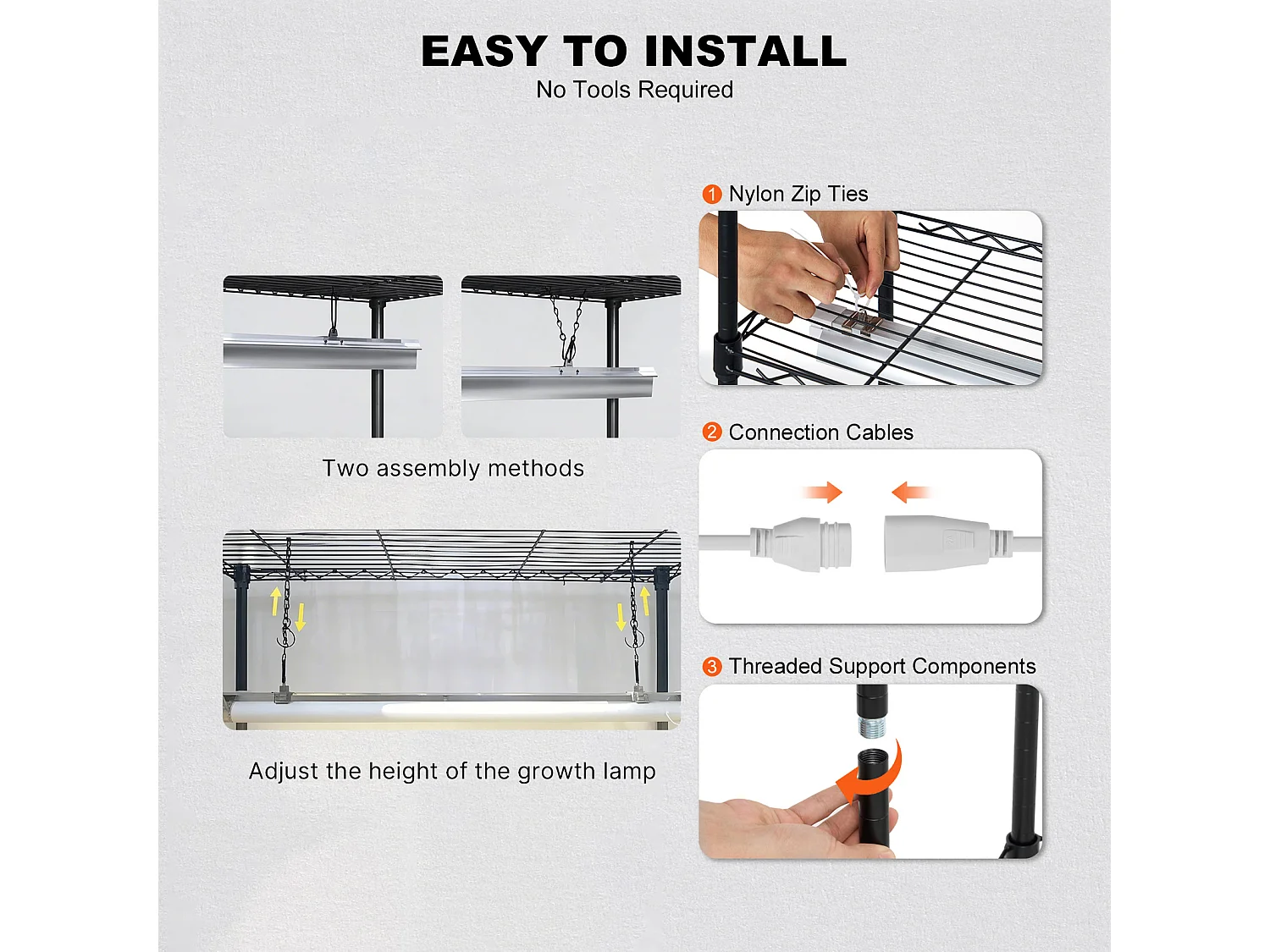 Support de Plante, SucceBuy Support pour Plantes avec Lampe de Croissance, 6 Niveaux, 180 W, Étagère Intérieure de 180 cm
