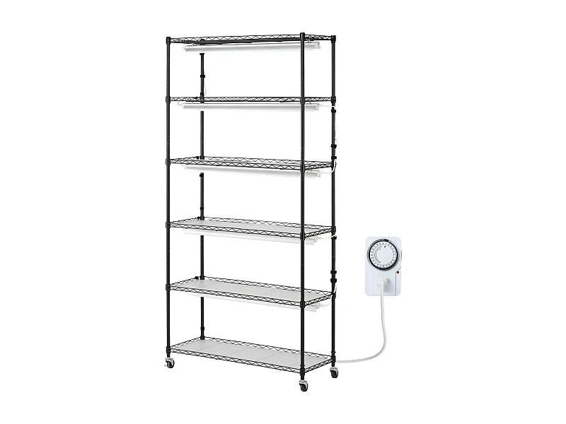 Support de Plante, SucceBuy Support pour Plantes avec Lampe de Croissance, 6 Niveaux, 180 W, Étagère Intérieure de 180 cm