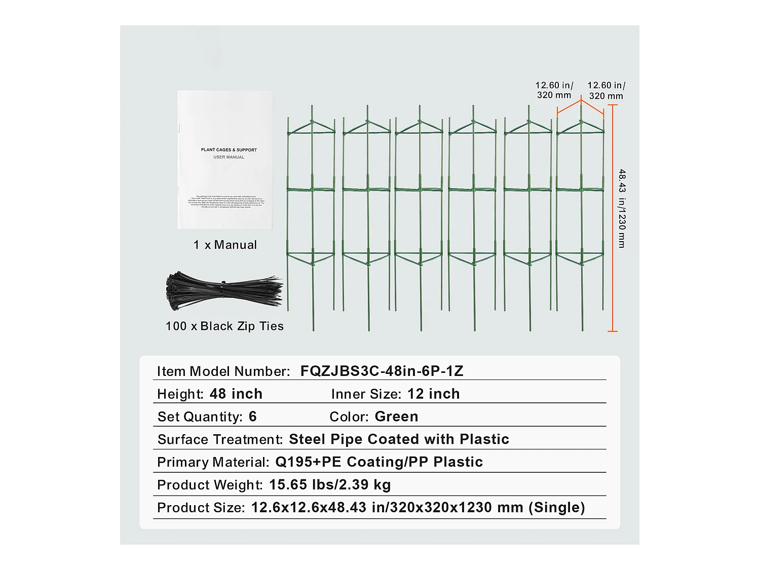 Cages et Supports pour Plantes SucceBuy, Treillis de Support de Plantes Empilables, 122 cm, 6 Pièces, Support pour Plants de Tomates