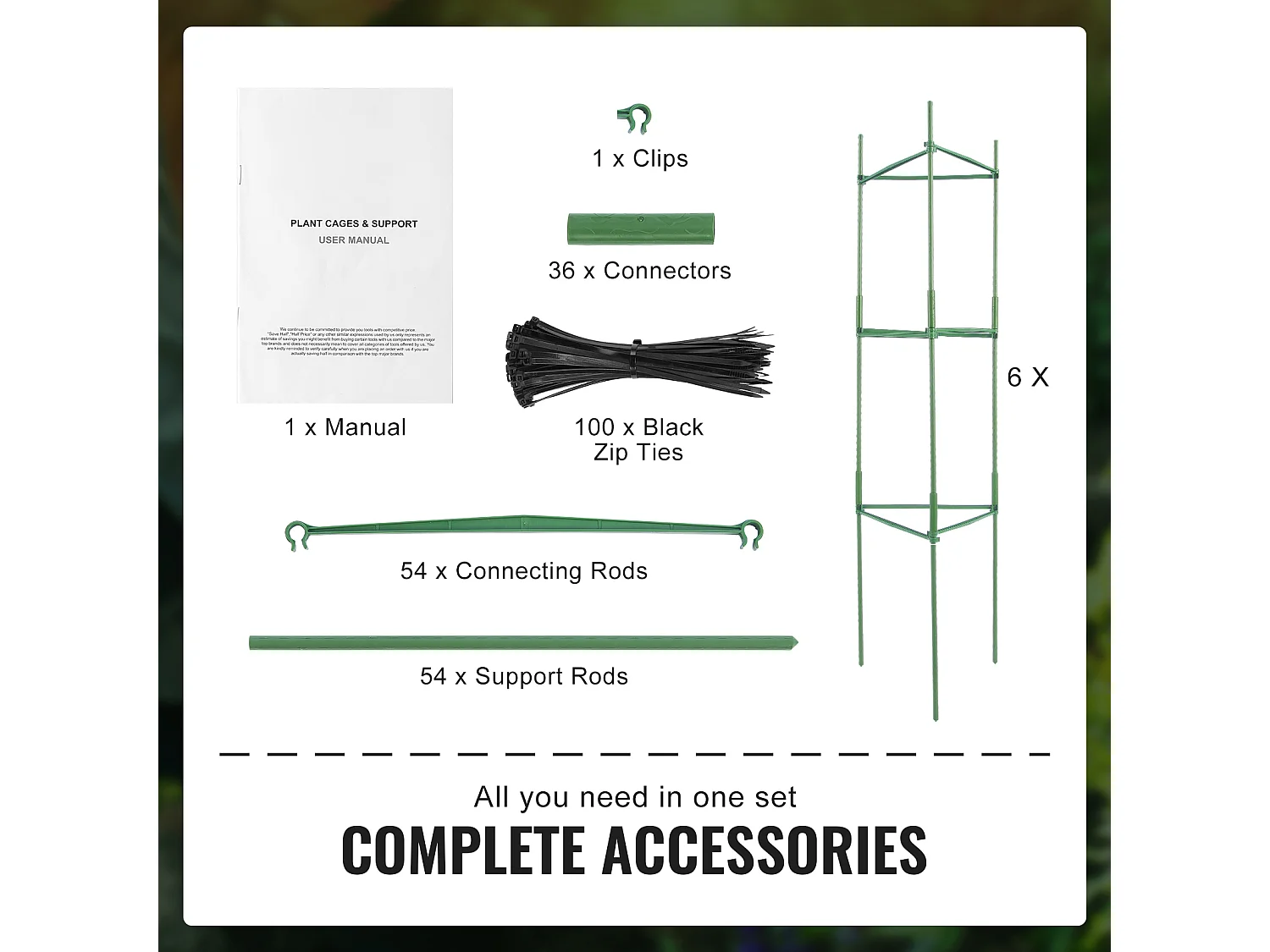 Cages et Supports pour Plantes SucceBuy, Treillis de Support de Plantes Empilables, 122 cm, 6 Pièces, Support pour Plants de Tomates