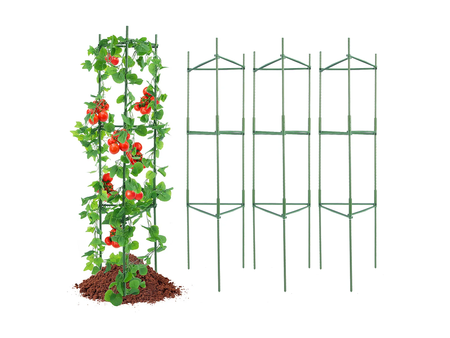 Cages et Supports pour Plantes SucceBuy, Treillis de Support de Plantes Empilables, 122 cm, 6 Pièces, Support pour Plants de Tomates