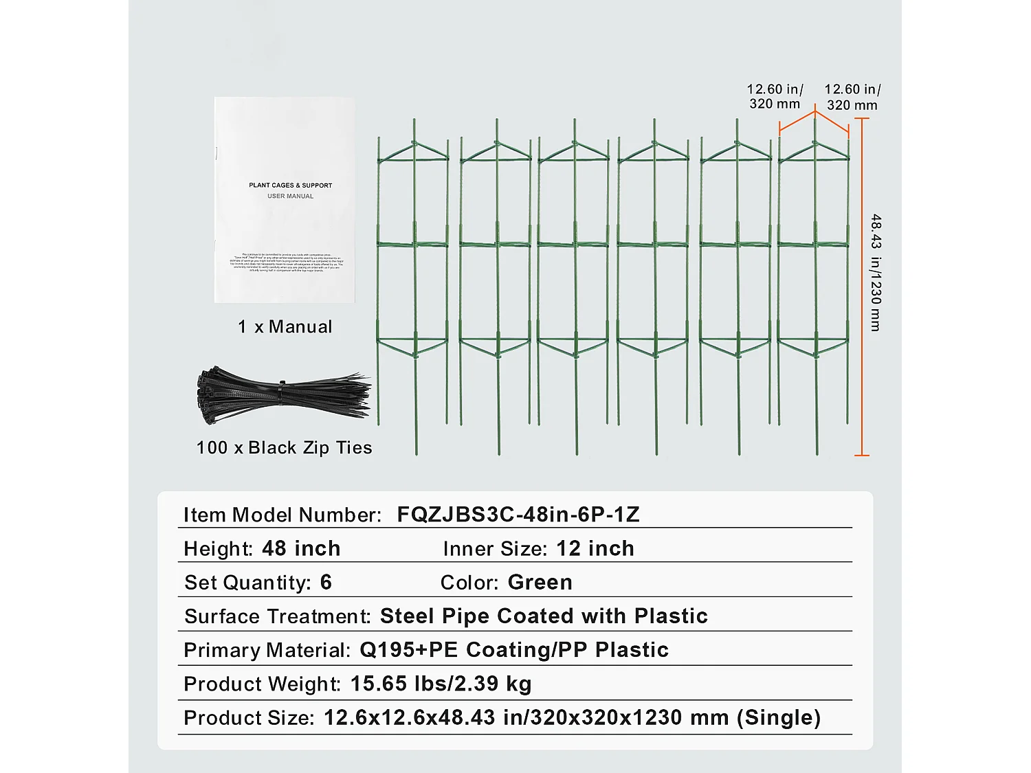 Cages et Supports pour Plantes SucceBuy, Treillis de Support de Plantes Empilables, 122 cm, 6 Pièces, Support pour Plants de Tomates