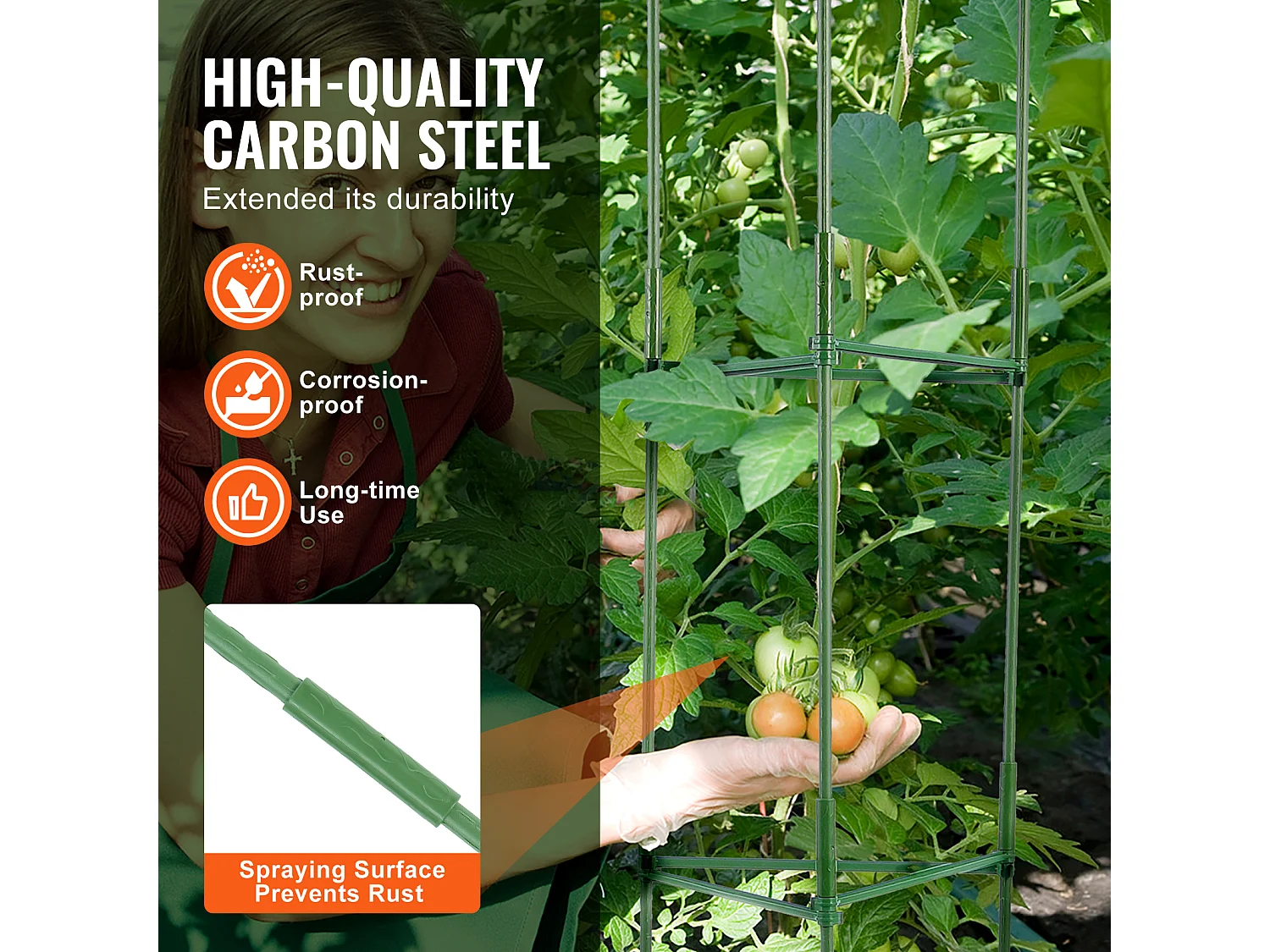 Cages et Supports pour Plantes SucceBuy, Treillis de Support de Plantes Empilables, 122 cm, 6 Pièces, Support pour Plants de Tomates
