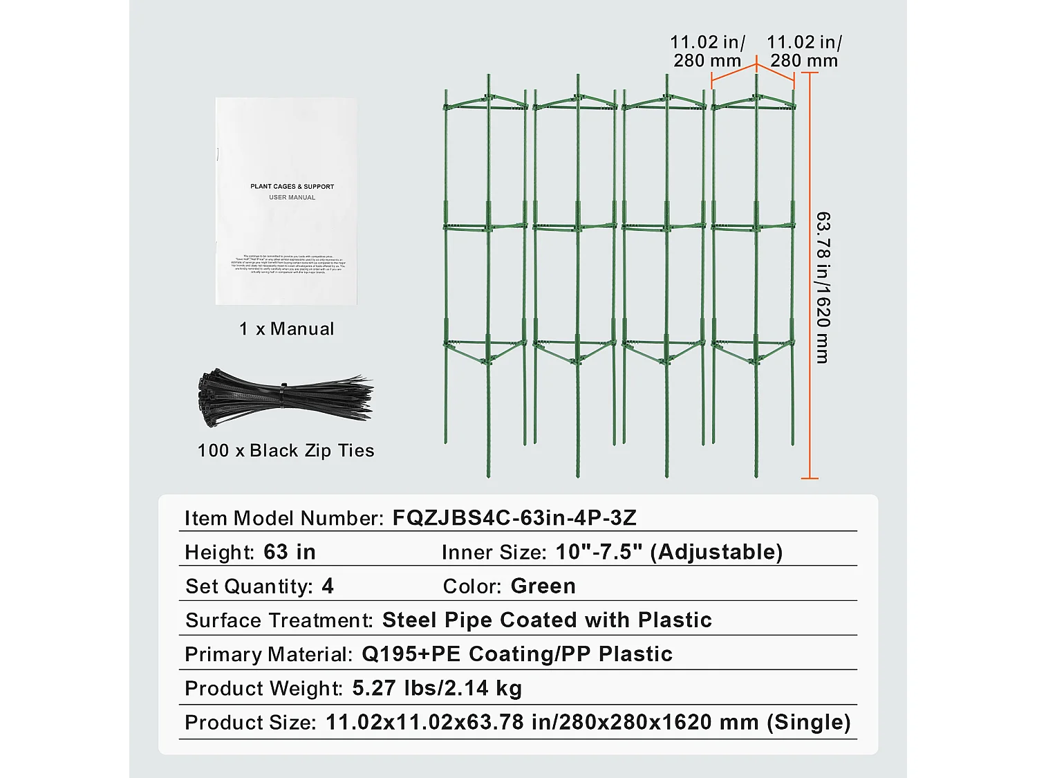 Cages et Supports pour Plantes SucceBuy 160 cm, 4 Pièces, Piquets de Support de Plantes Empilables pour Jardin