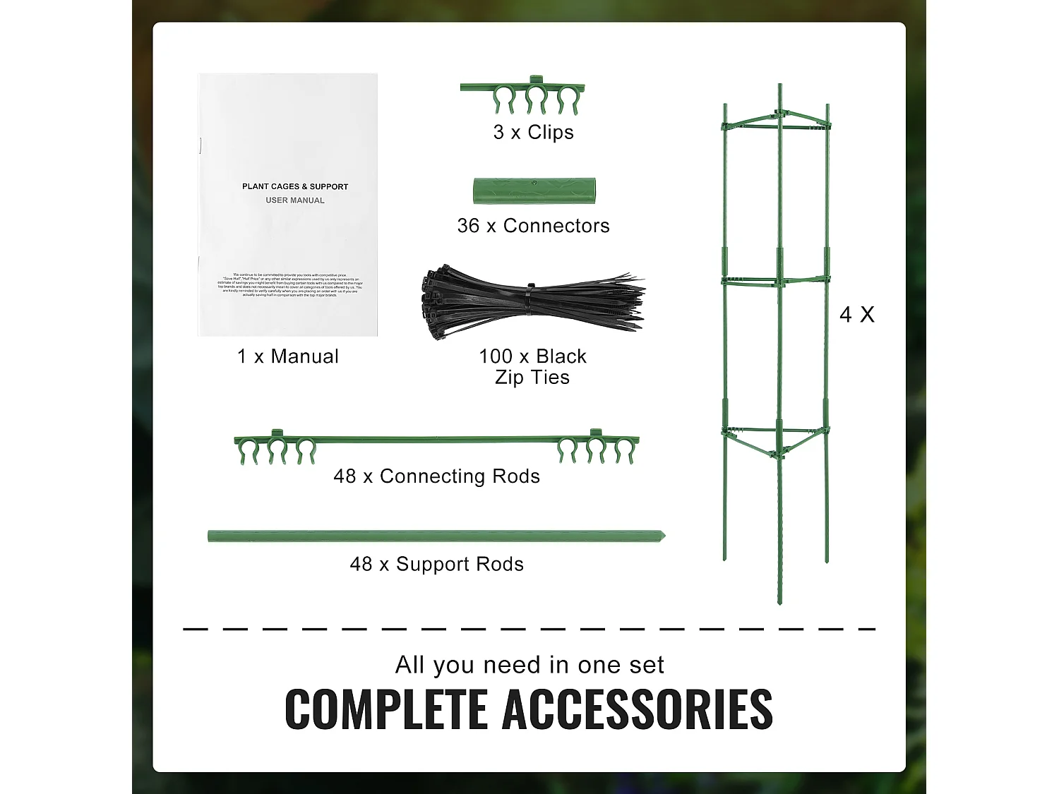 Cages et Supports pour Plantes SucceBuy 160 cm, 4 Pièces, Piquets de Support de Plantes Empilables pour Jardin
