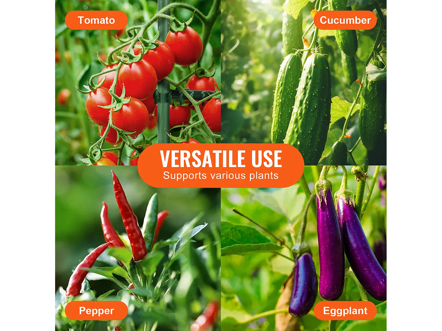 Cages et Supports pour Plantes SucceBuy 160 cm, 4 Pièces, Piquets de Support de Plantes Empilables pour Jardin