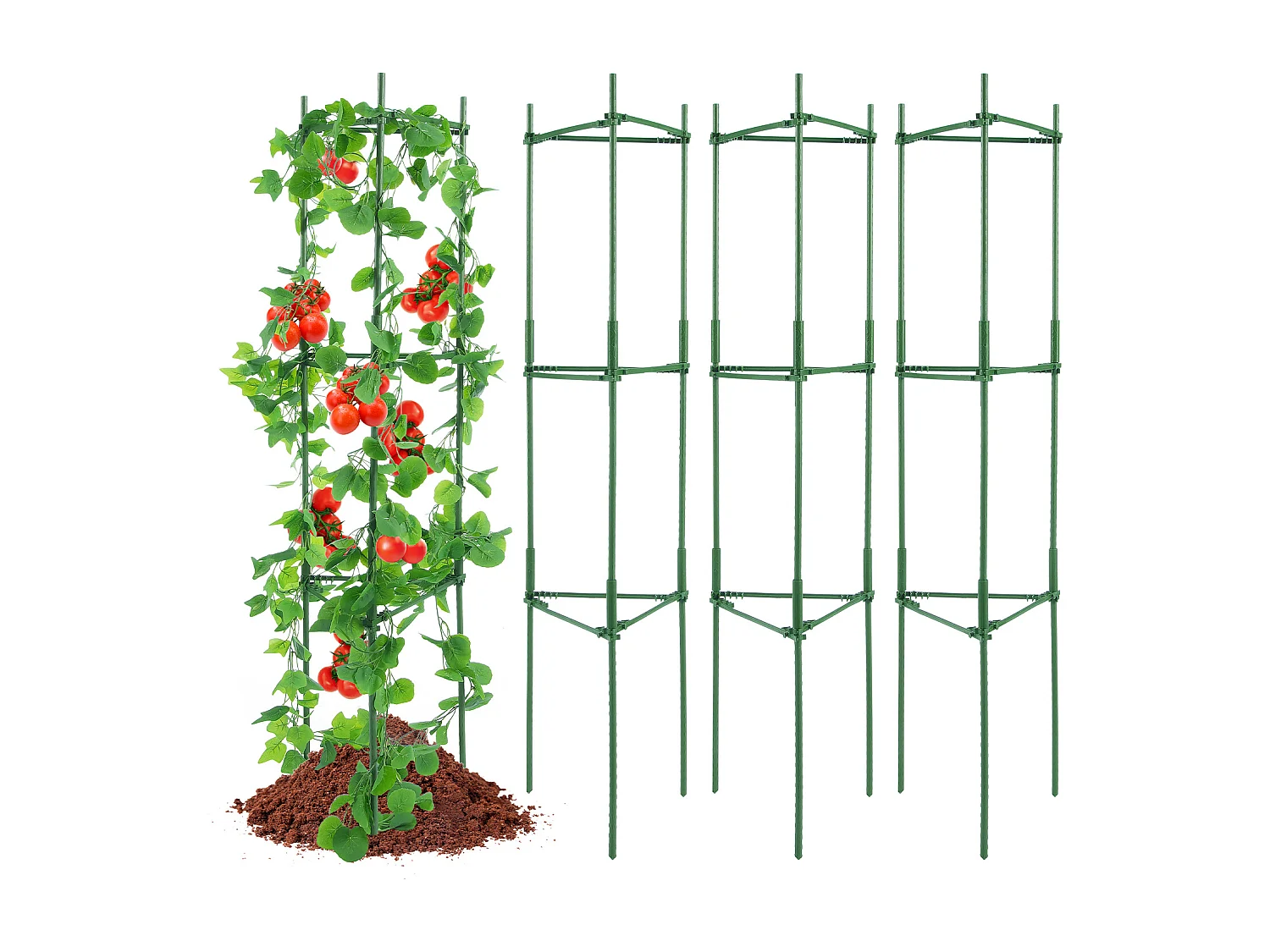 Cages et Supports pour Plantes SucceBuy 160 cm, 4 Pièces, Piquets de Support de Plantes Empilables pour Jardin