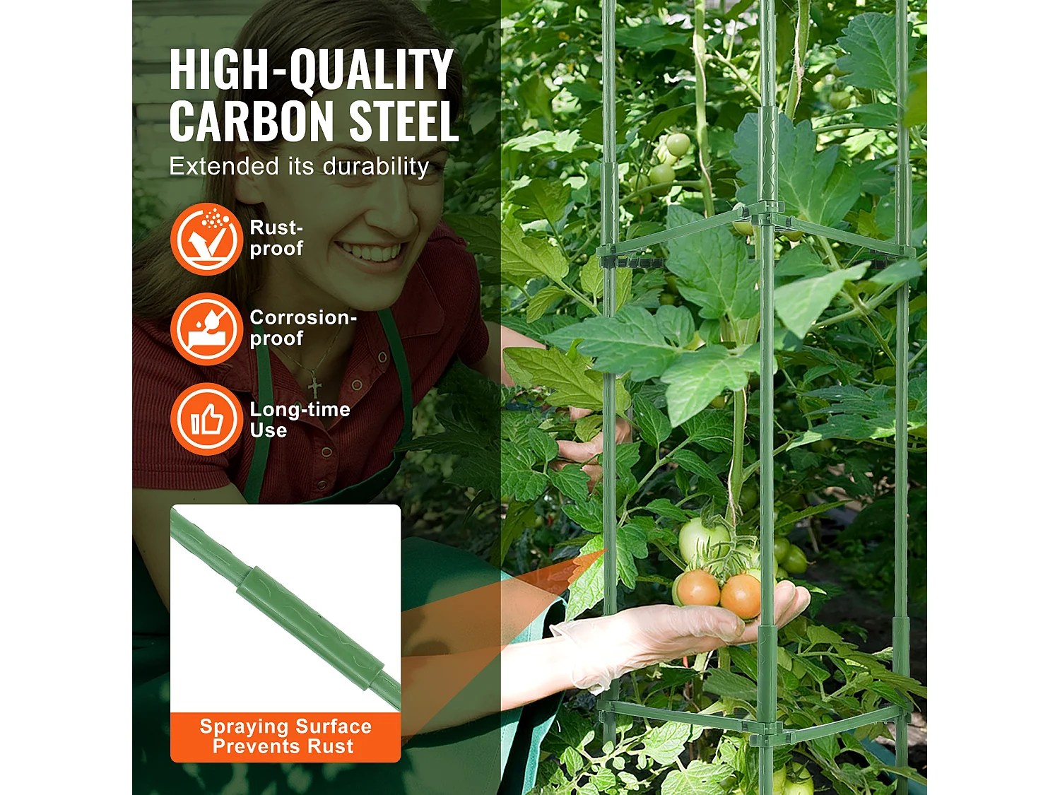 Cages et Supports pour Plantes SucceBuy 160 cm, 4 Pièces, Piquets de Support de Plantes Empilables pour Jardin