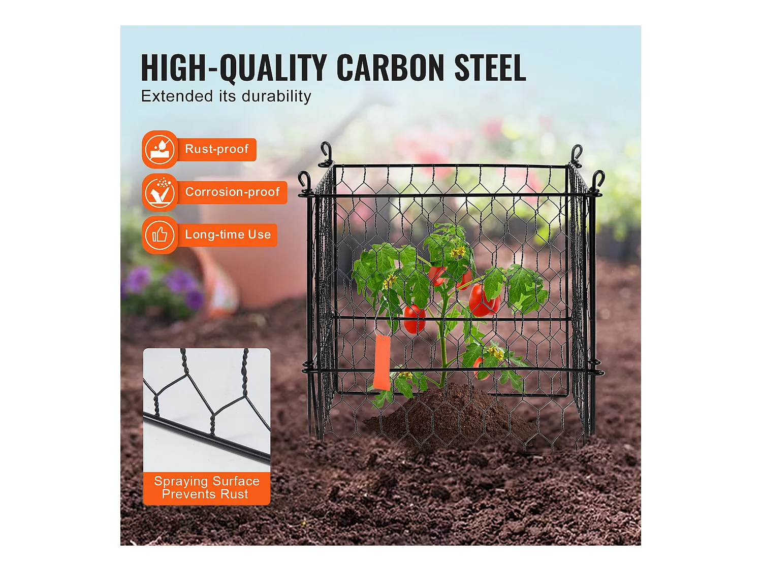 Cages et Supports pour Plantes SucceBuy, 34 x 34 cm, 4 Pièces, Métalliques pour Plantes, Garde les Animaux à l'Extérieur