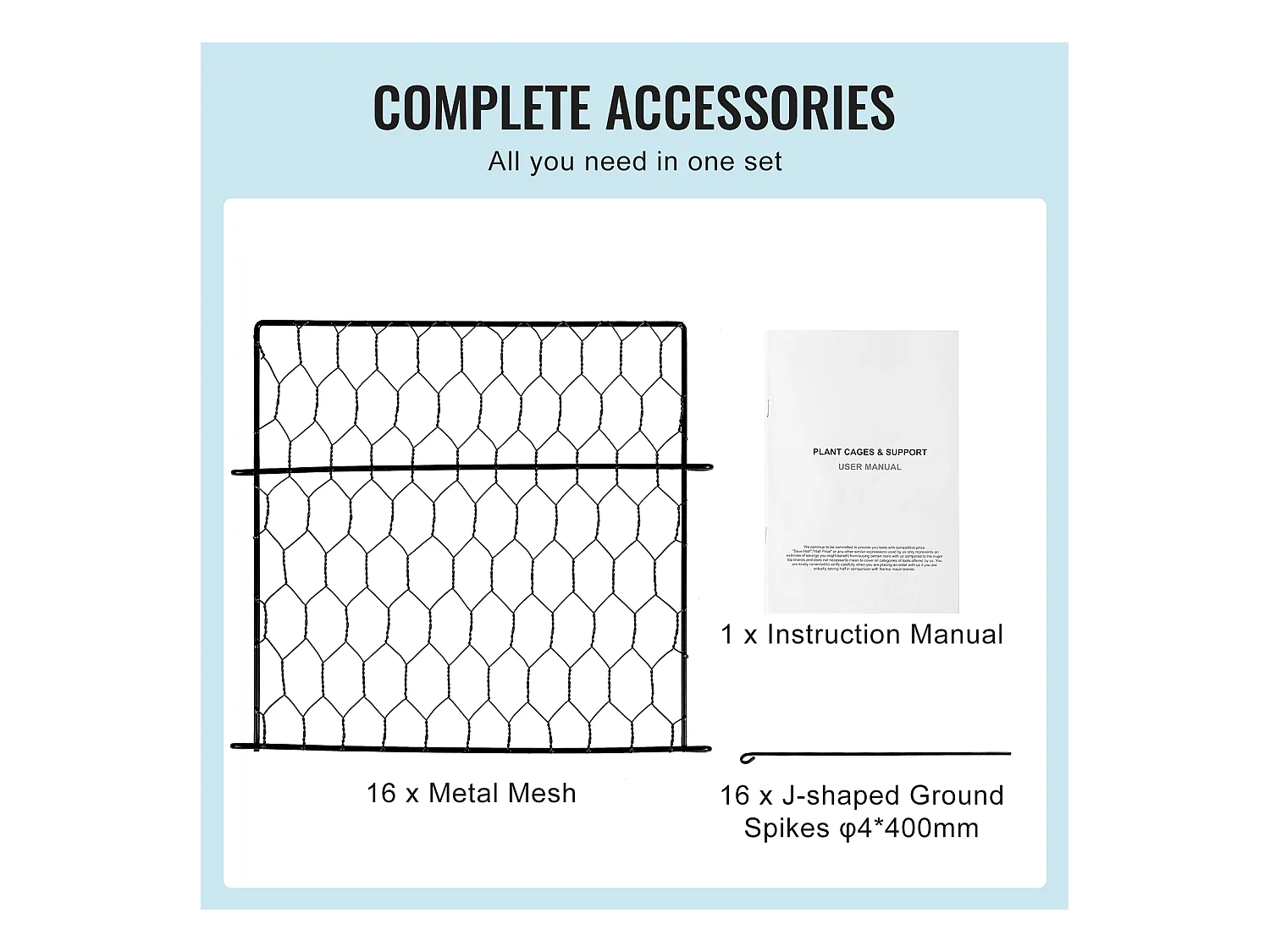 Cages et Supports pour Plantes SucceBuy, 34 x 34 cm, 4 Pièces, Métalliques pour Plantes, Garde les Animaux à l'Extérieur
