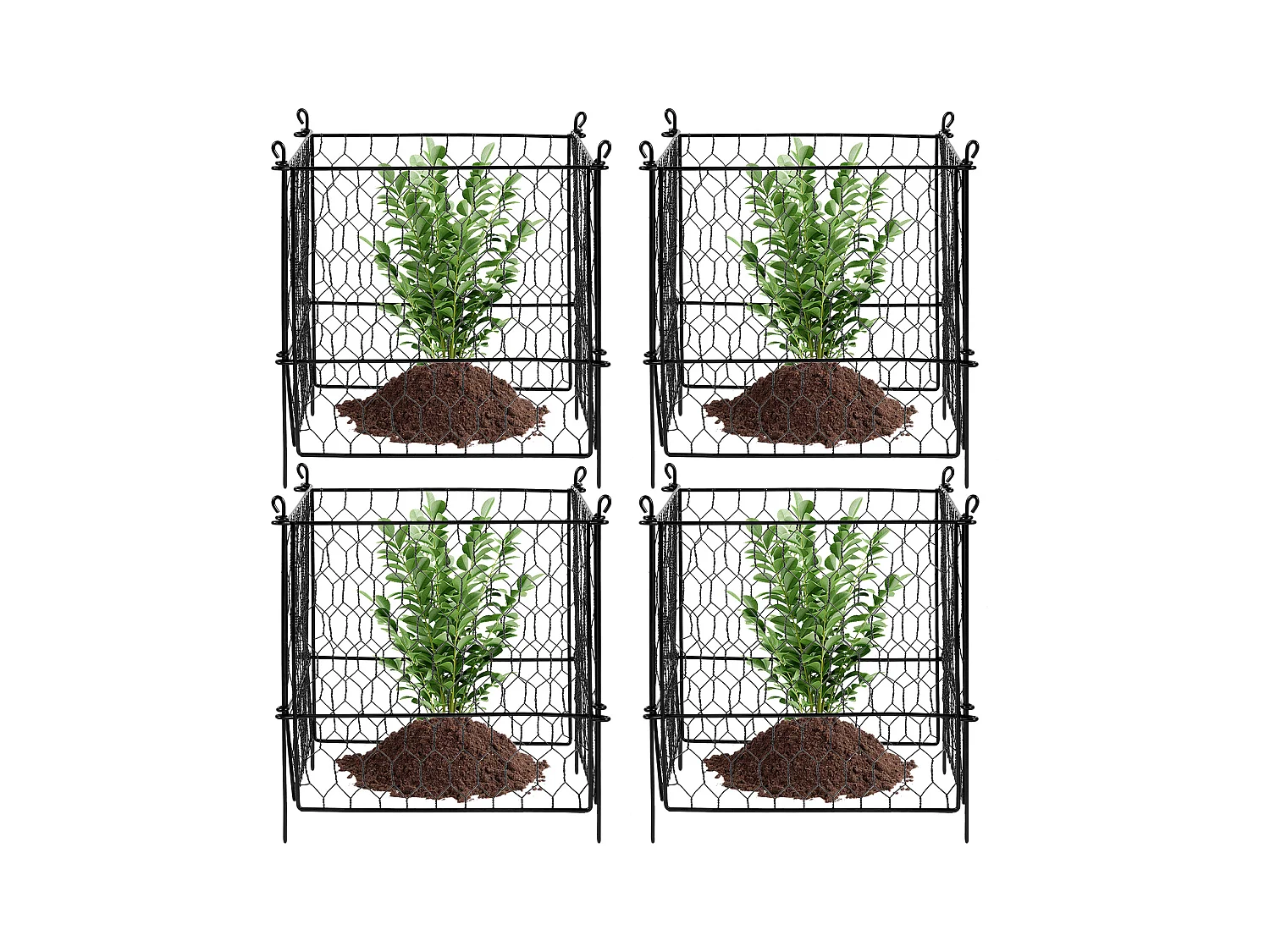Cages et Supports pour Plantes SucceBuy, 34 x 34 cm, 4 Pièces, Métalliques pour Plantes, Garde les Animaux à l'Extérieur
