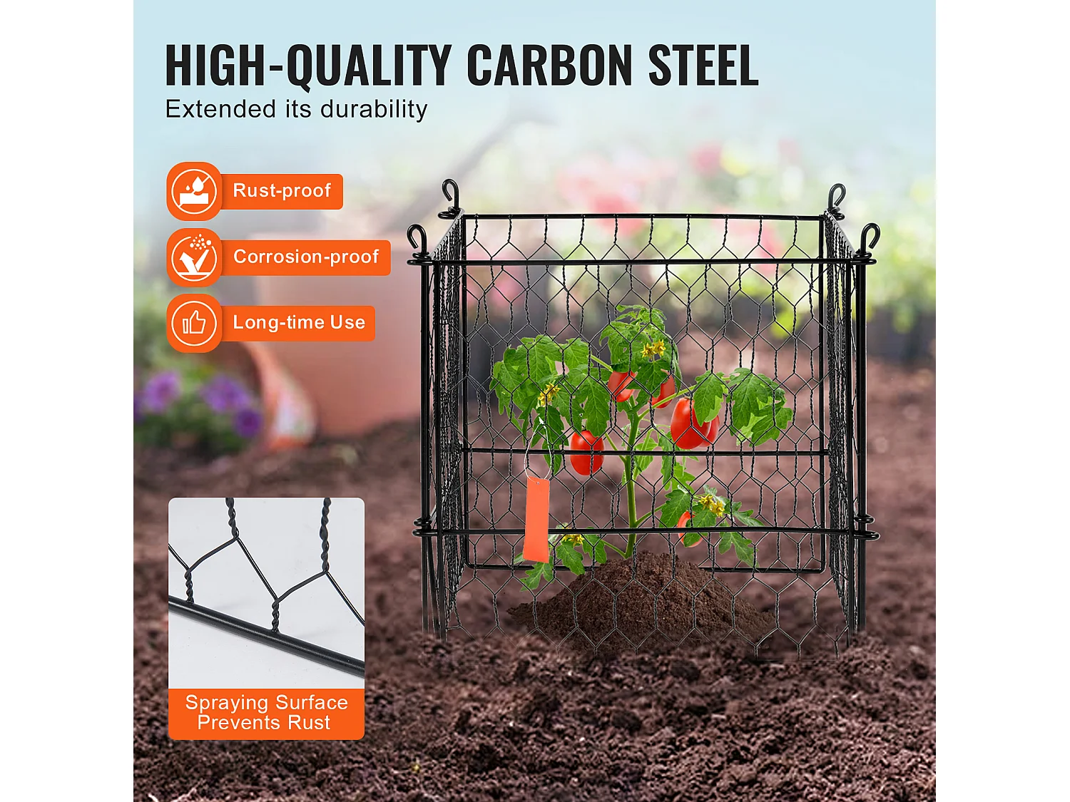 Cages et Supports pour Plantes SucceBuy, 34 x 34 cm, 4 Pièces, Métalliques pour Plantes, Garde les Animaux à l'Extérieur