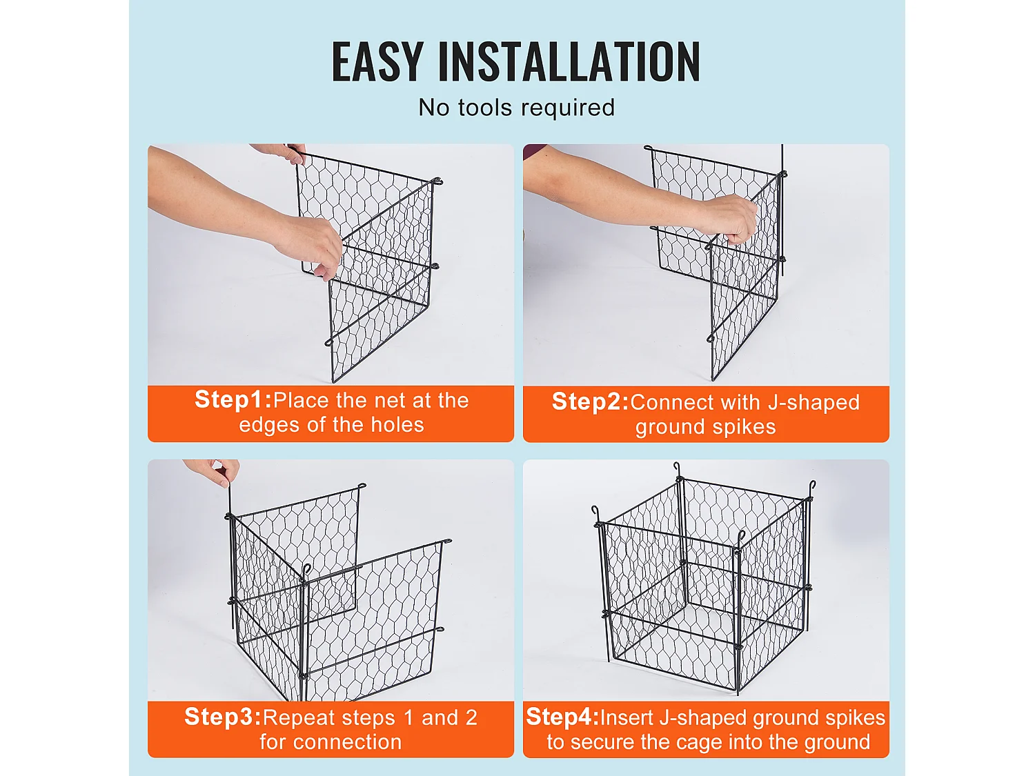 Cages et Supports pour Plantes SucceBuy, 34 x 34 cm, 4 Pièces, Métalliques pour Plantes, Garde les Animaux à l'Extérieur