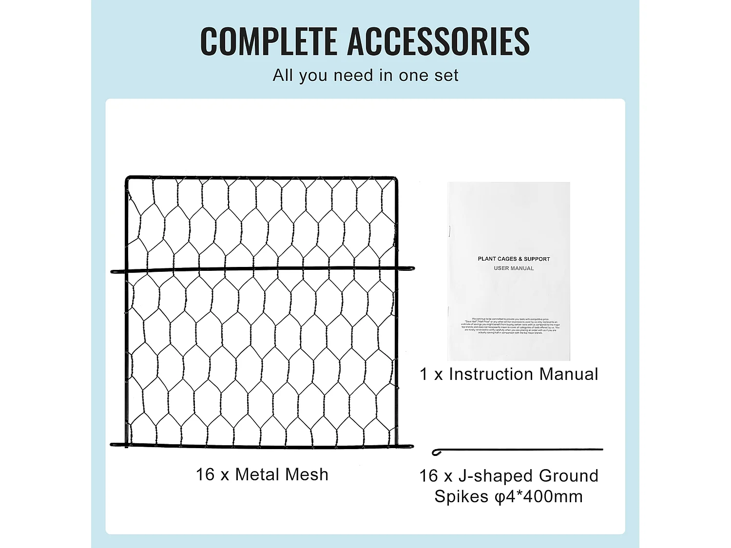 Cages et Supports pour Plantes SucceBuy, 34 x 34 cm, 4 Pièces, Métalliques pour Plantes, Garde les Animaux à l'Extérieur