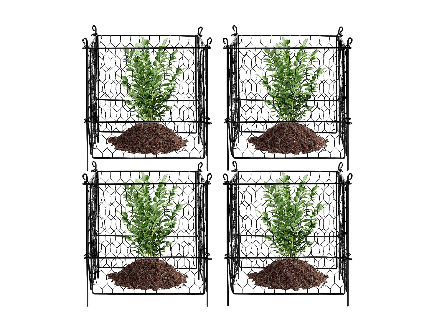 Cages et Supports pour Plantes SucceBuy, 34 x 34 cm, 4 Pièces, Métalliques pour Plantes, Garde les Animaux à l'Extérieur