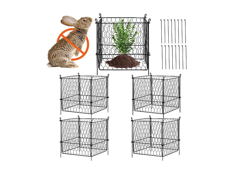 Cages et Supports pour Plantes SucceBuy, 34 x 34 cm, 4 Pièces, Métalliques pour Plantes, Garde les Animaux à l'Extérieur