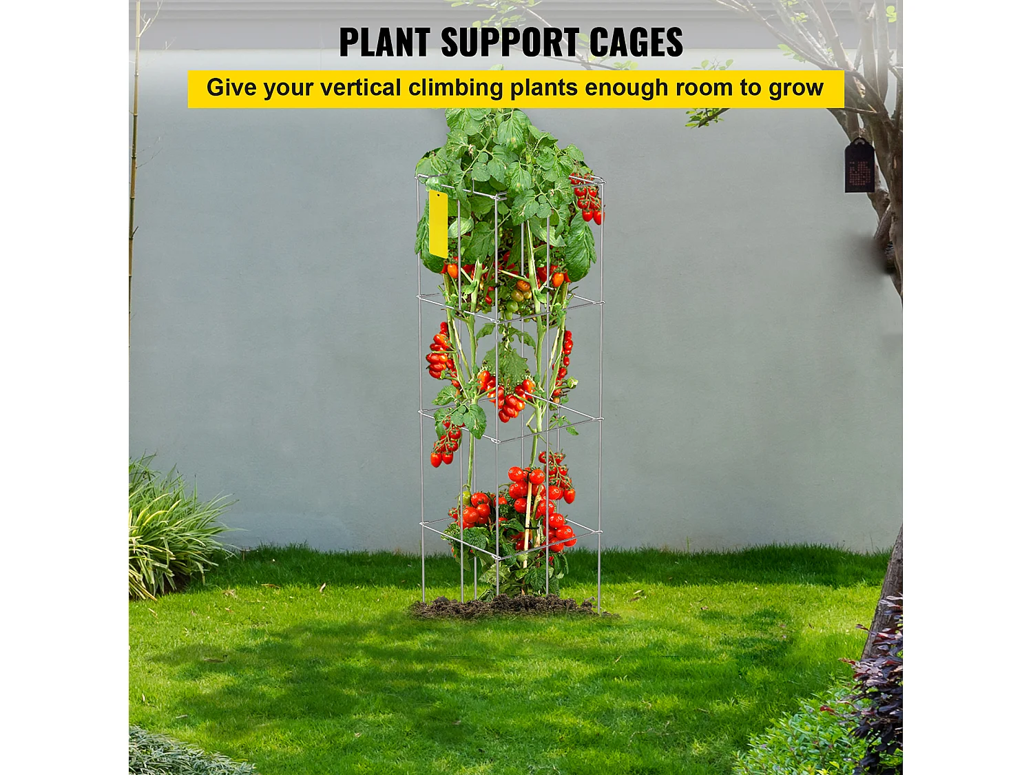 Cages et Supports pour Plantes SucceBuy, 116 cm, Lot de 5, Support Carré en Acier, Argent, pour Légumes Grimpants, Fruits et Fleurs