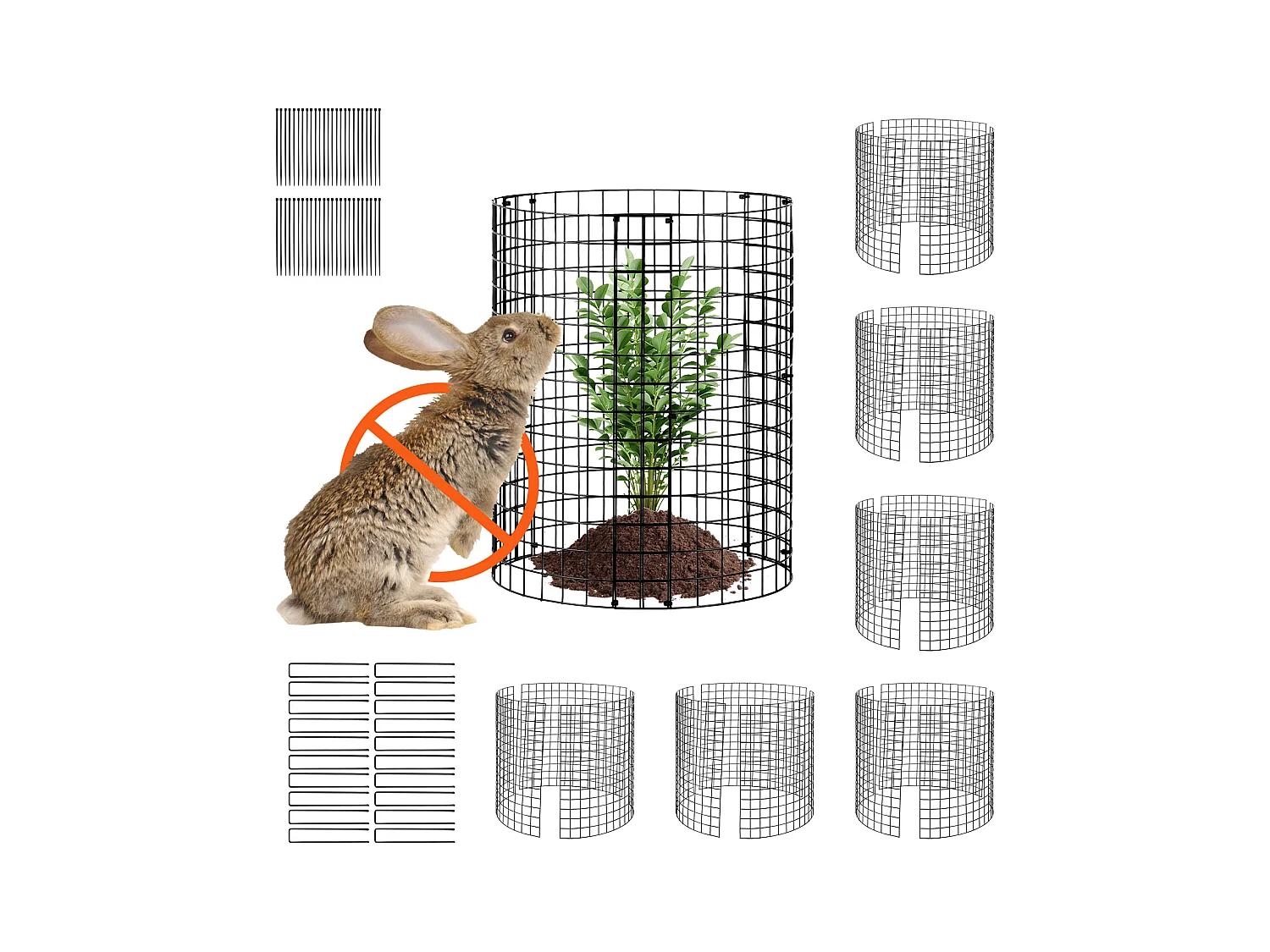 Cages et Supports pour Plantes SucceBuy, 6 Pièces, 32 cm de Diamètre x 35,6 cm de Hauteur, Garde les Animaux à l'Extérieur
