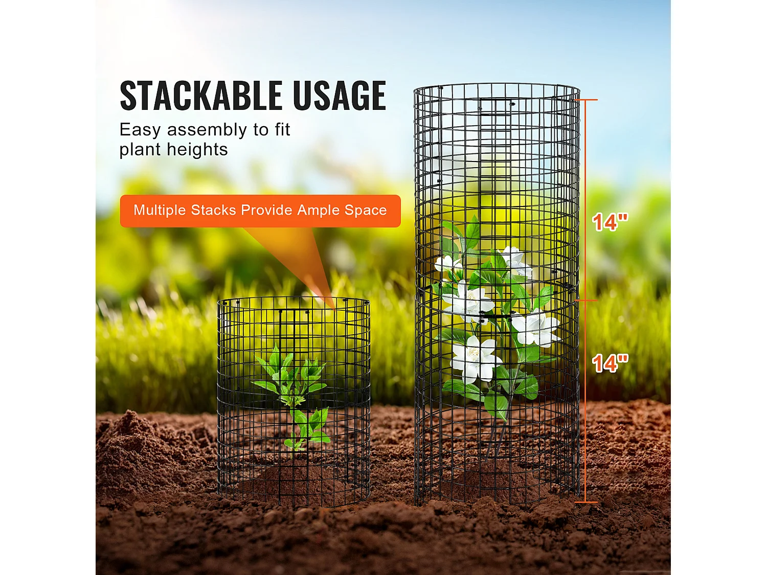 Cages et Supports pour Plantes SucceBuy, 6 Pièces, 32 cm de Diamètre x 35,6 cm de Hauteur, Garde les Animaux à l'Extérieur