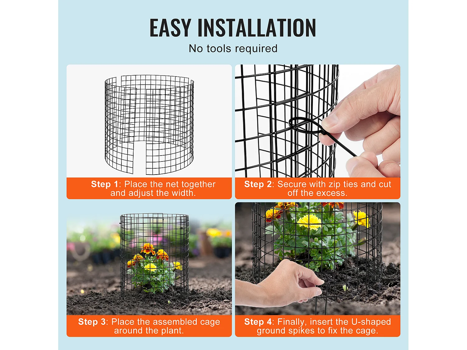 Cages et Supports pour Plantes SucceBuy, 6 Pièces, 32 cm de Diamètre x 35,6 cm de Hauteur, Garde les Animaux à l'Extérieur