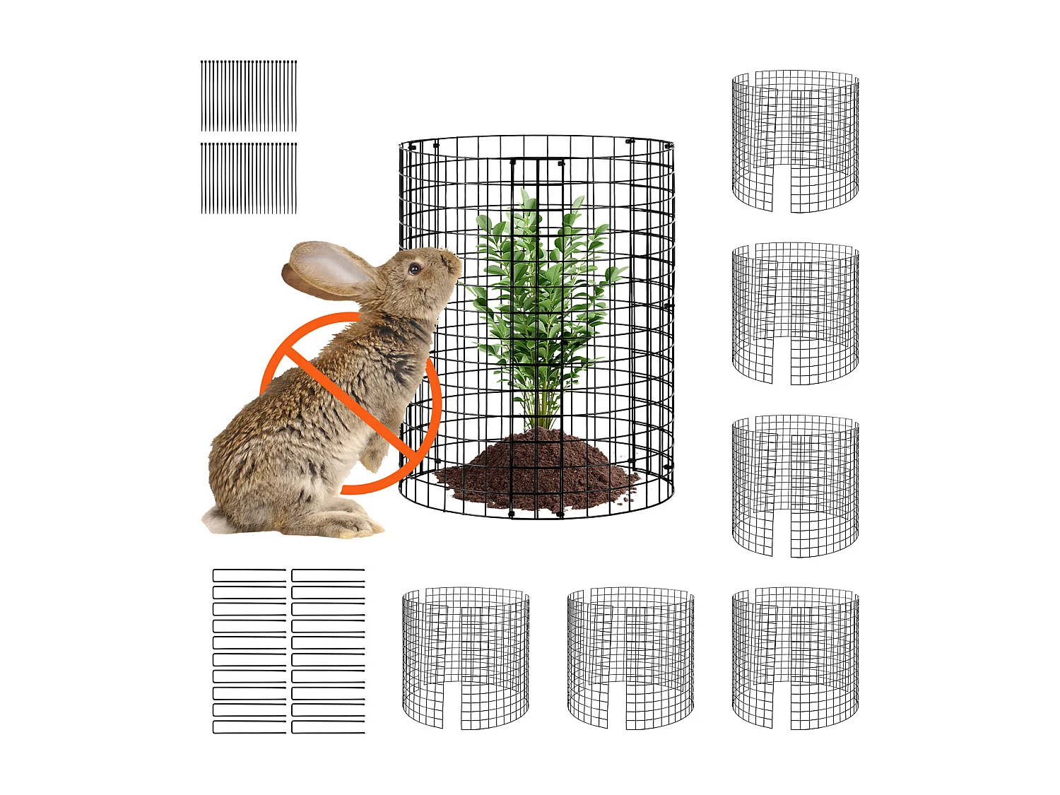 Cages et Supports pour Plantes SucceBuy, 6 Pièces, 32 cm de Diamètre x 35,6 cm de Hauteur, Garde les Animaux à l'Extérieur