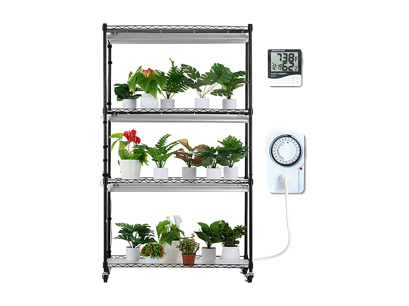 Suporte para Plantas, SucceBuy Estufa Interior com Luz de Cultivo, 4 Níveis, 180 W, Prateleira de 150 cm