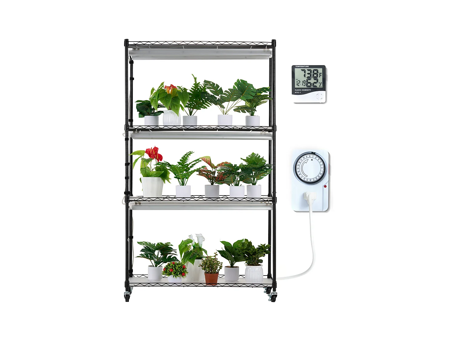 Support de Plante, SucceBuy Serre d'Intérieur avec Lampe de Culture, 4 Niveaux, 180 W, Étagère de 150 cm