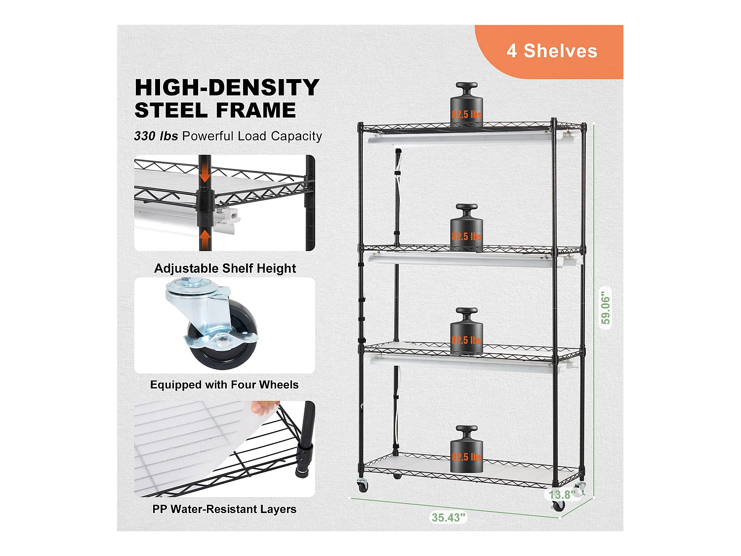 Support de Plante, SucceBuy Serre d'Intérieur avec Lampe de Culture, 4 Niveaux, 180 W, Étagère de 150 cm