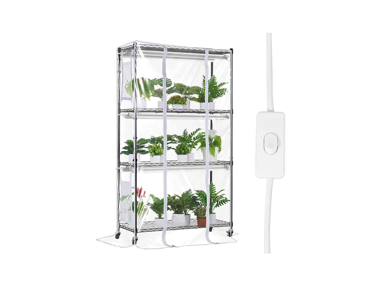 Support de Plante, SucceBuy Serre d'Intérieur avec Lampe de Culture, 4 Niveaux, 180 W, Étagère de 150 cm